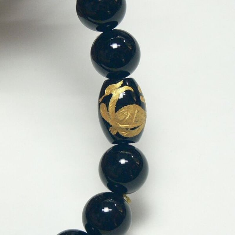 男性用片手数珠◇黒オニキス 風水四神念珠 ひも房◇桐箱入 | お仏壇