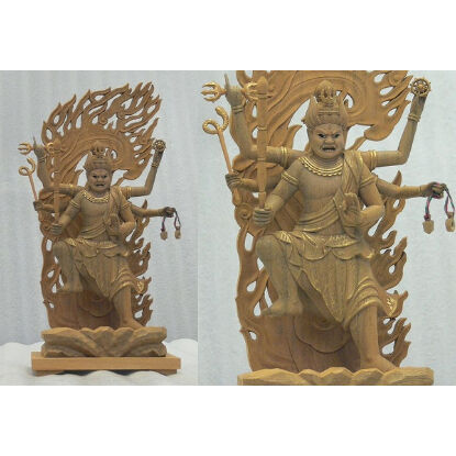 珍品　特大高86cm 井波彫刻　楠材製　仏教工芸品　烏枢瑟摩明王立像 珍品 特大高86cm 井波彫刻 楠材製 仏教工芸品 烏枢瑟摩