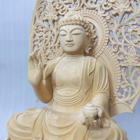 お盆お彼岸大特価中　仏像★ヒバ材 薬師如来坐像4.5寸★お薬師様 btz0106-01.jpg