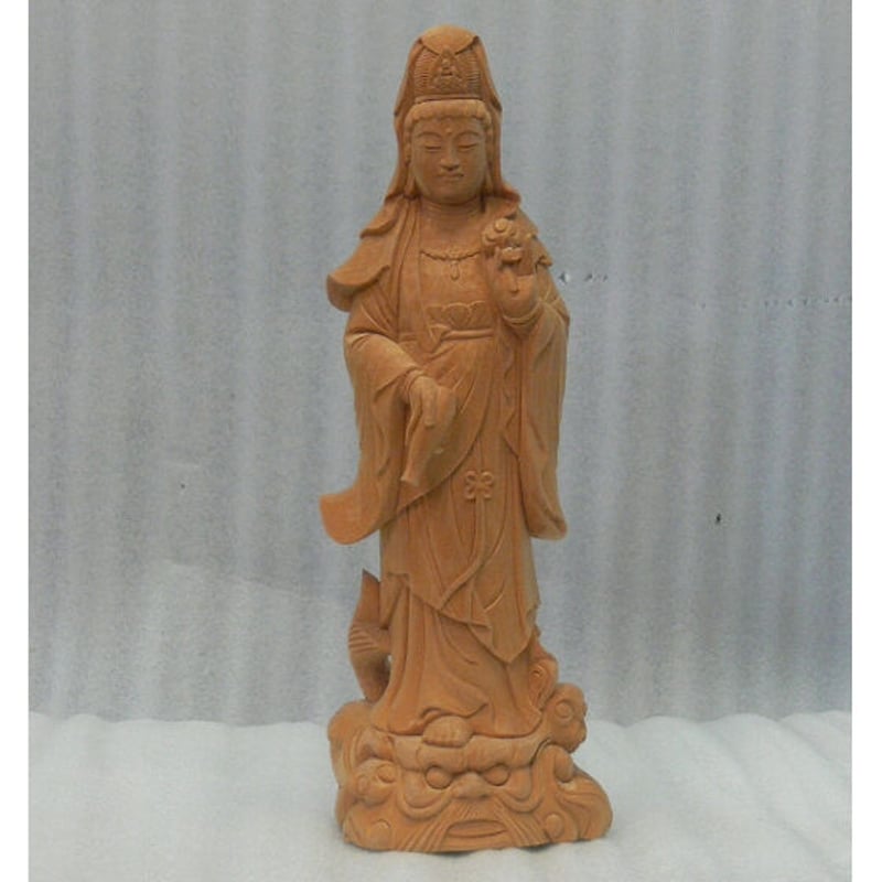 木彫　滴水観音菩薩立像 黄楊細密彫り 九龍滴水観音菩薩 ー 三宝堂オンラインショップ