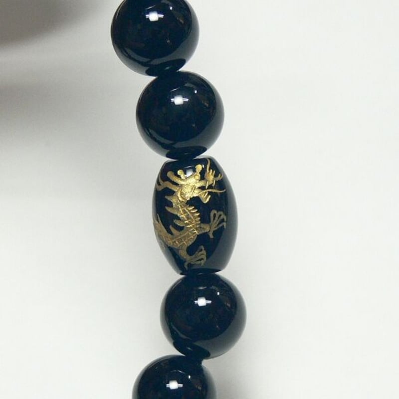 男性用片手数珠◇黒オニキス 風水四神念珠 ひも房◇桐箱入 | お仏壇