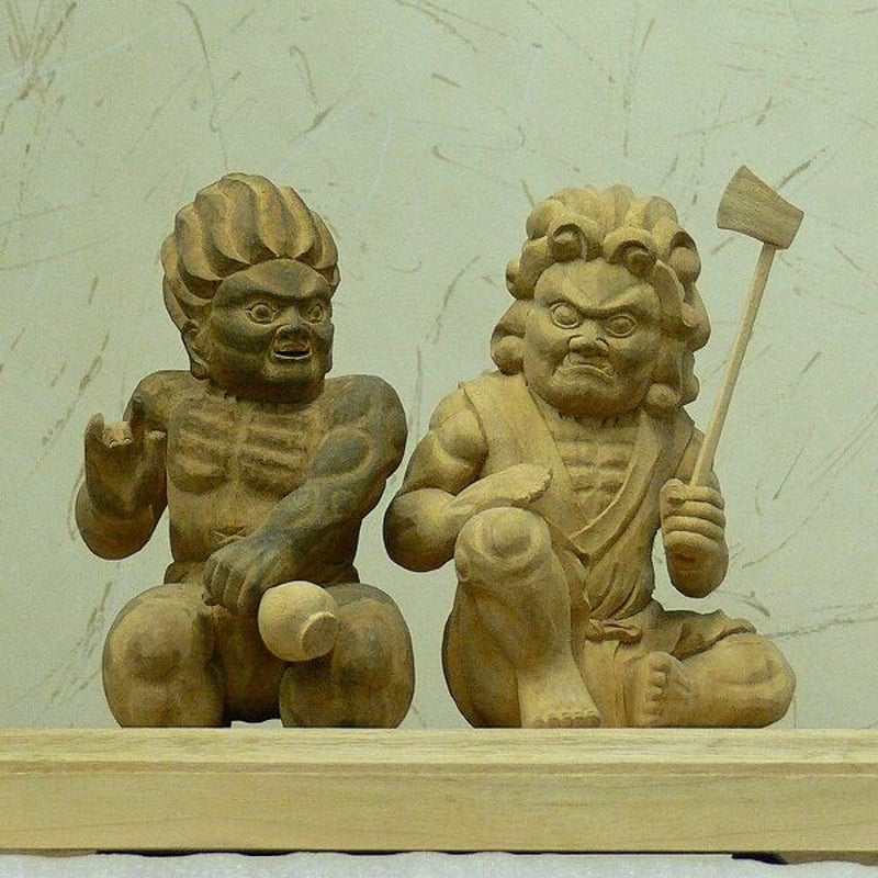稀少 アンティーク 大峯山寺 役行者 役小角 前鬼 後鬼 鬼 紙本 肉筆 掛軸 仏像☆楠材 役行者（役小角）前鬼・後鬼付☆修験道開祖 | お仏壇