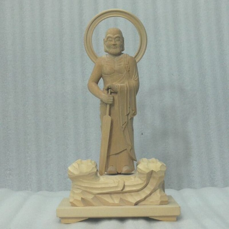 仏像☆ヒバ材 跋陀婆羅菩薩像(バッタバラ)6.5寸☆全高 約30cm