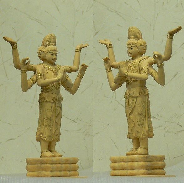 大幅割引中！仏像☆柘植材 阿修羅像4.0寸☆高さ:約18cm | お仏壇・お墓 