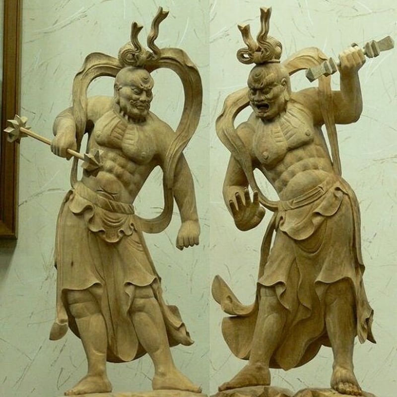 仏像☆楠材 仁王像（金剛力士）尺六寸立（1.6尺）☆阿吽 | お仏壇・お