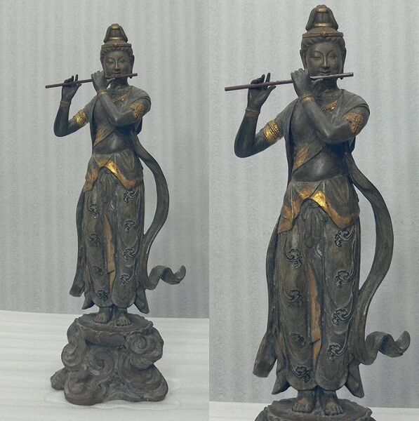 青銅製仏像☆音声菩薩像 漆古色仕上 高さ：約38cm☆喜多敏勝作 | お