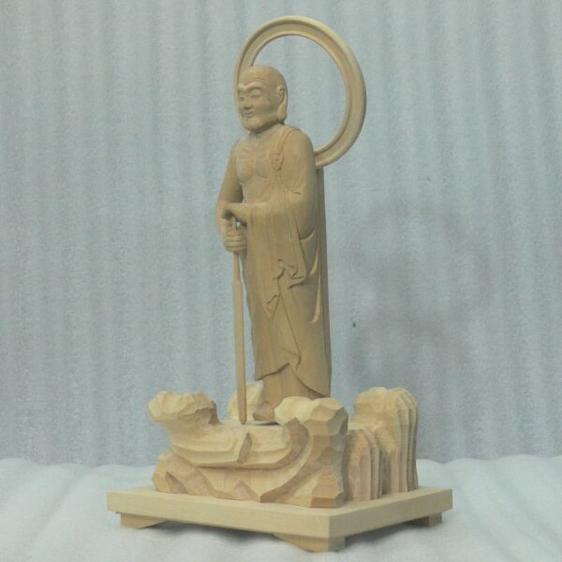 仏像☆ヒバ材 跋陀婆羅菩薩像(バッタバラ)6.5寸☆全高 約30cm