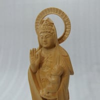 仏像☆香木 如意輪観音菩薩像2.5寸☆眼入り 二重唐草光背 | お