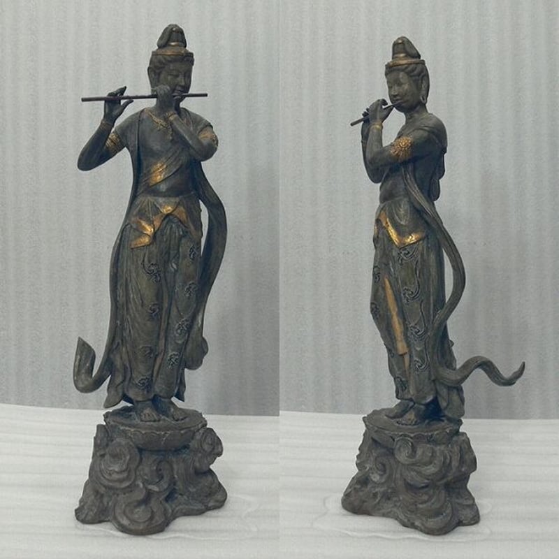 青銅製仏像☆音声菩薩像 漆古色仕上 高さ:約38cm☆喜多敏勝作 青銅製仏像☆音声菩薩像 漆古色仕上 高さ:約38cm☆喜多敏勝作