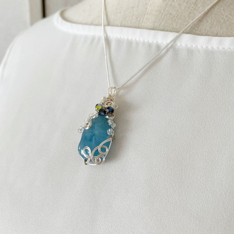 アクアマリン ワイヤーアートジュエリー】幸福な恋愛、結婚、良好な