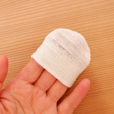 手紡ぎの洗顔ミニミトン　6×5.5cm　益久染織研究所