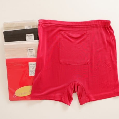 シルク100％深型1分丈ショーツ　お腹ポケット付　金亀糸業