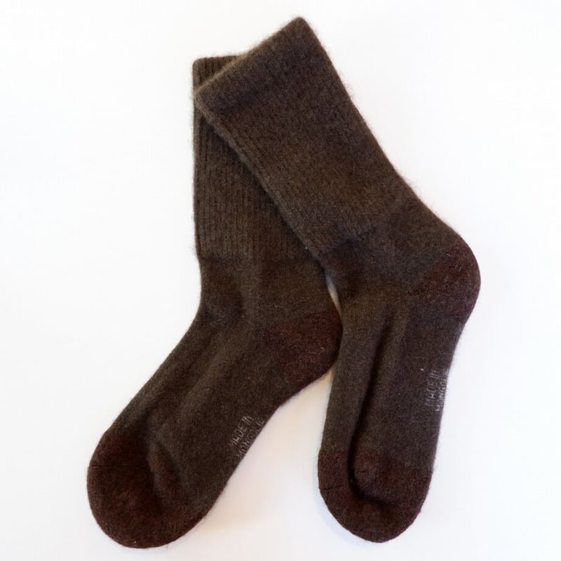 ヤクウールソックス 無地 ダークブラウン モンゴライン | プルプレア