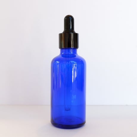 スポイトキャップ付遮光ガラス瓶　青色　50ml