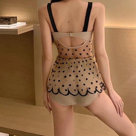dot scallop swim wear