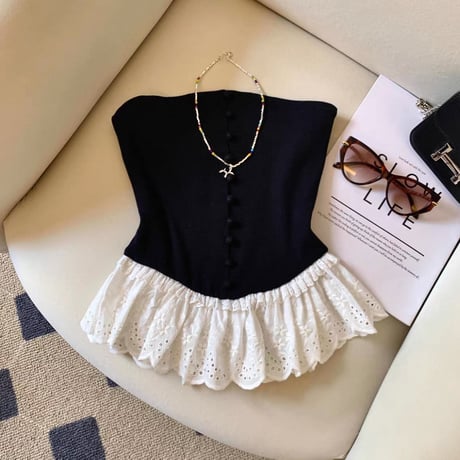 Classic Frill Tube Top 2色