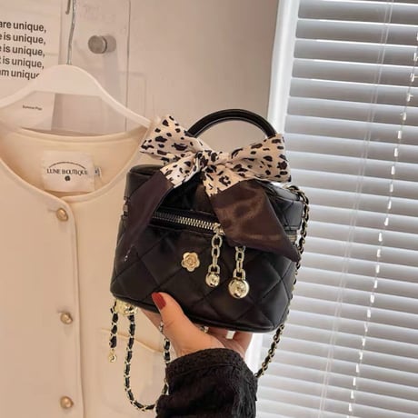 スカーフ付きキルティングバニティbag  2種3色