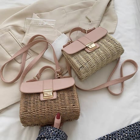 pink straw bag