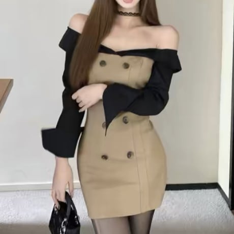 chii様ご着用♡オフショルトレンチデザインワンピ
