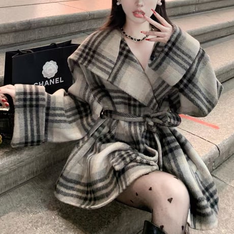big color plaid coat