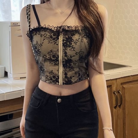 lace fastener camisole 2色