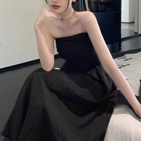 Shirring Tube Flare Dress 2色
