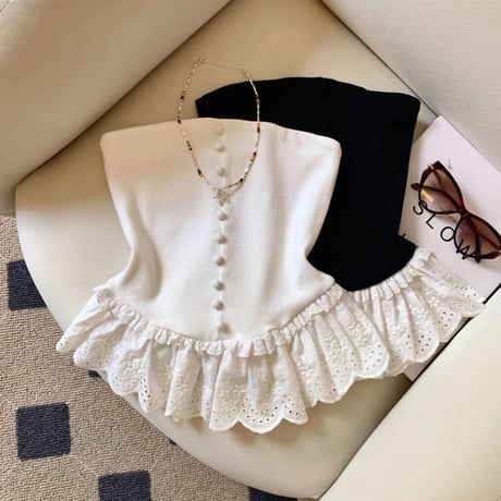 Classic Frill Tube Top 2色