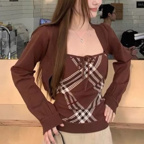 Check Tube Knit Set
