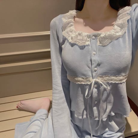 Lace Ribbon Roomwear Set 2色