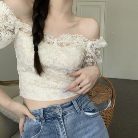Flower lace mini tops