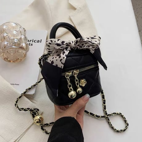 スカーフ付きキルティングバニティbag  2種3色