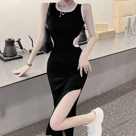 sporty slit long op 2色