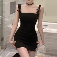 Shoulder Ribbon Mini Dress 2色