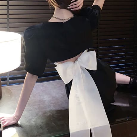 バックリボンBLACKワンピ