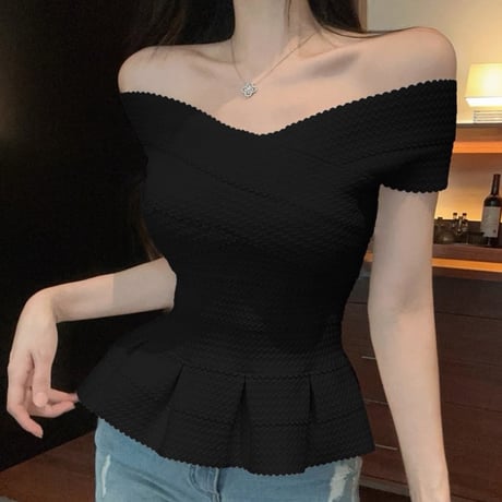 瀬戸りこ様ご着用♡Elegant Peplum Knit Top 2色