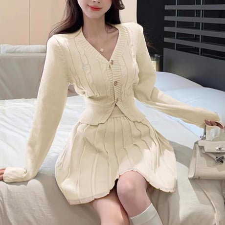 M様ご着用♡ニットトップス＋プリーツスカートセット 3色
