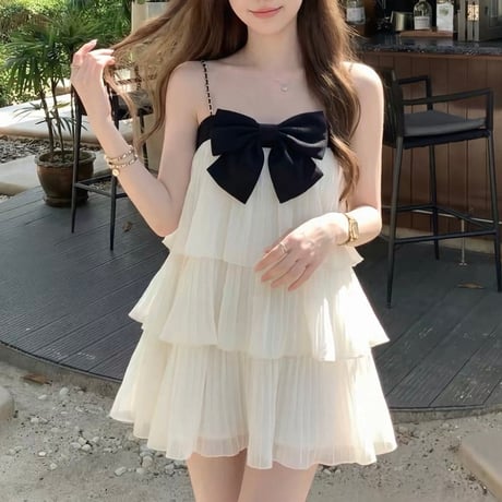 Ribbon Tiered Mini Dress