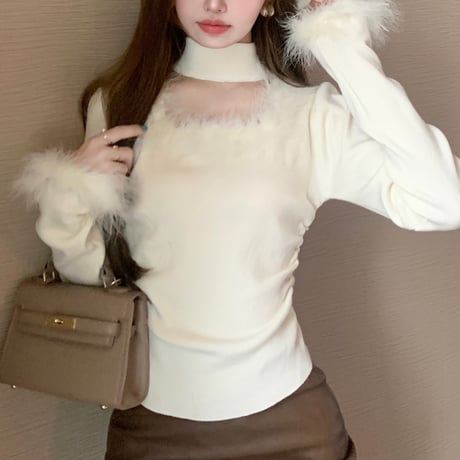 feather fur トップス 2色