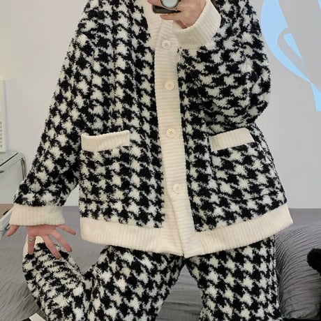 千鳥柄 モコモコルームウェア