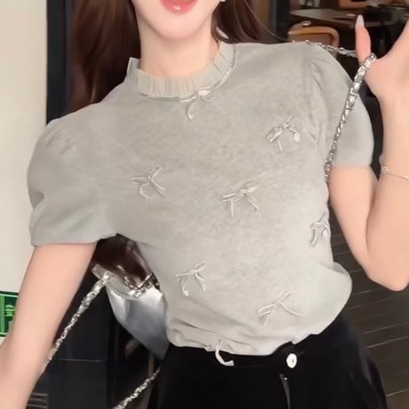 Ribbon Detail Puff Sleeve Top