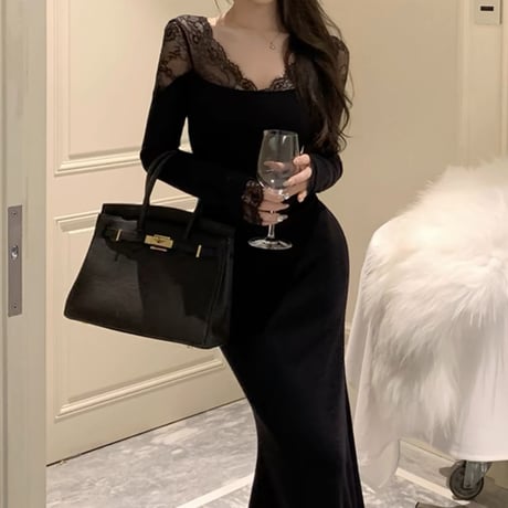 black lace long op