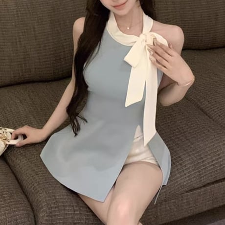 ribbon slit tops 2色