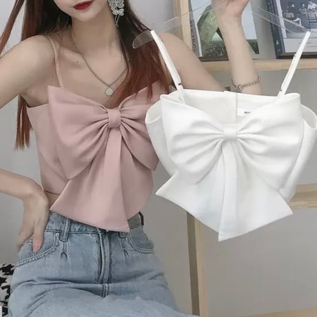 front ribbon mini camisole 3色