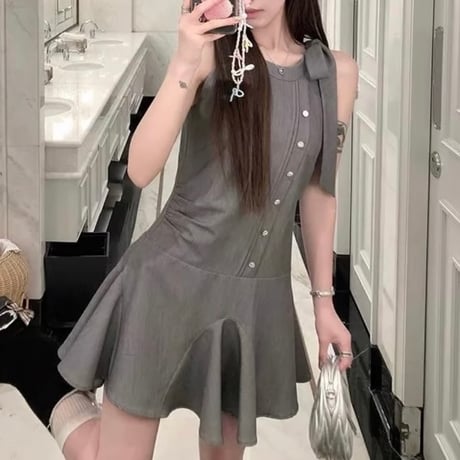 黒崎るりか様ご着用♡Button design ribbon dress 2色