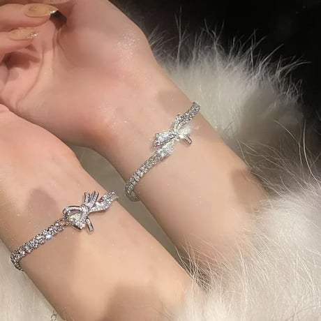Crystal silver ribbon accessory 3種