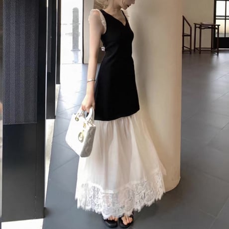 Lace Hem Layered Dress