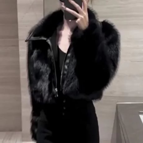 black エコファーコート