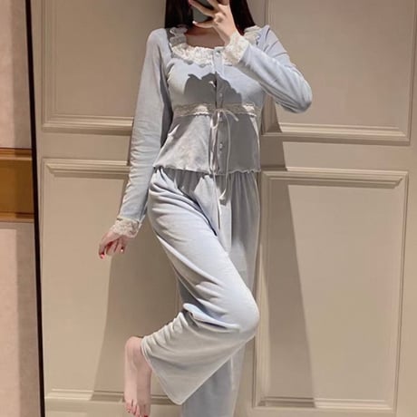 Lace Ribbon Roomwear Set 2色