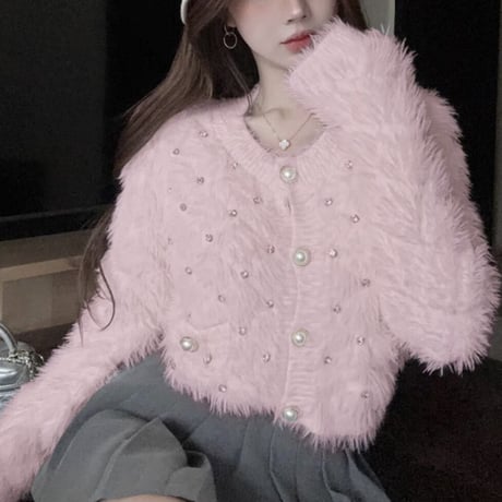 kira kira shaggy cardigan 2色
