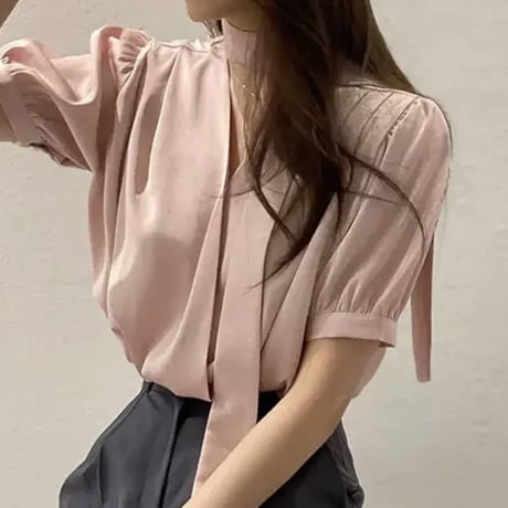 neck point simple tops4色